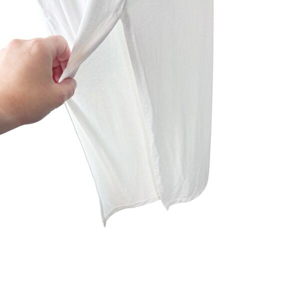 Alembika White T Shirt Dress Tunic Slits Size 1 6-8 Lagenlook - Picture 3 of 8